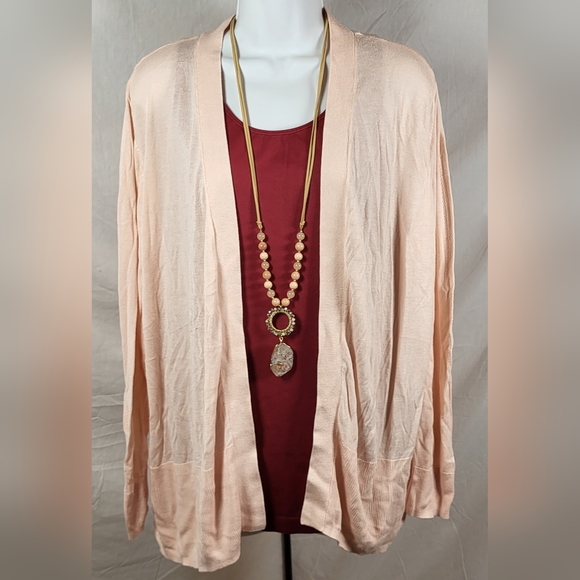 Cato Sweaters - CATO Light Pink Lacy No Button Semi-Sheer Sweater - Size 22/24W